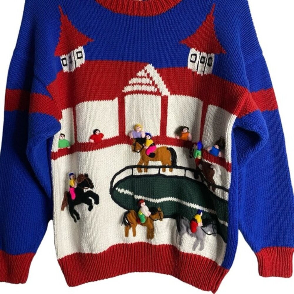 Vintage Handmade 100% Cotton Crewneck 3D Derby Knit Sweater - Picture 4 of 8